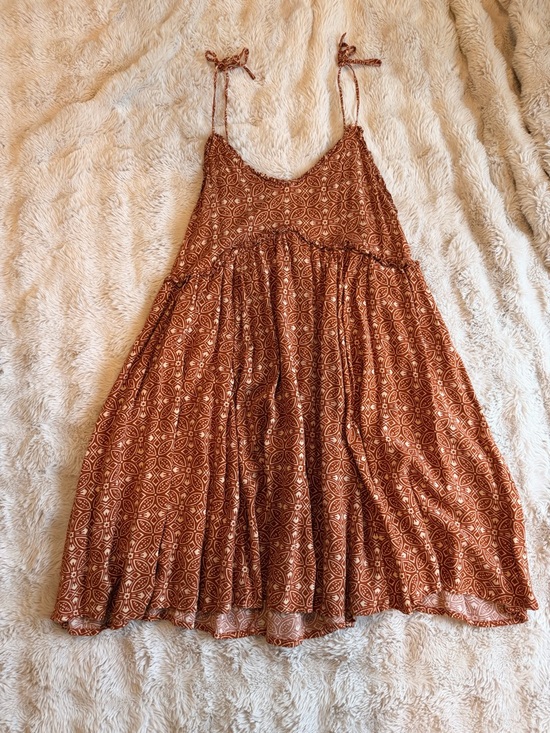 Patrons of Peace Dresses & Skirts - Patrons of Peace Rust Tie-Shoulder Geometric Sundress